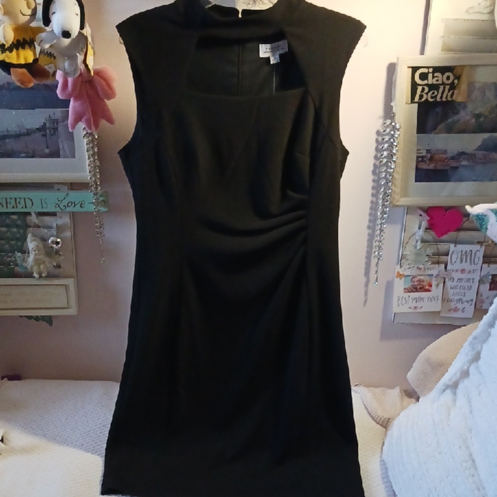 Elegant! Tahari Black Detail Design Top Sleeveless Midi Dress 10 ⚜️👑⚜️